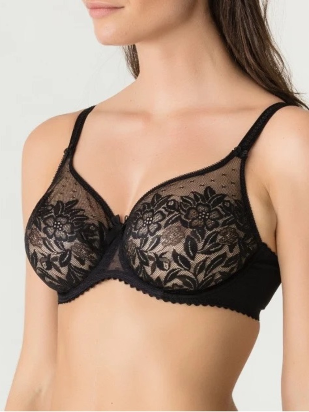 Prima Donna Divine Sheer Black Underwire Unpadded Lace Bra size uk 32D new